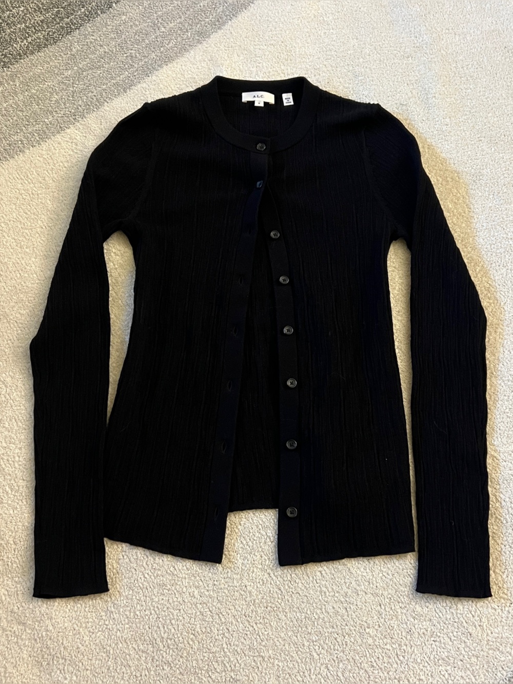 A.L.C. Ribbed Button Front Cardigan | Black | Women’s Small